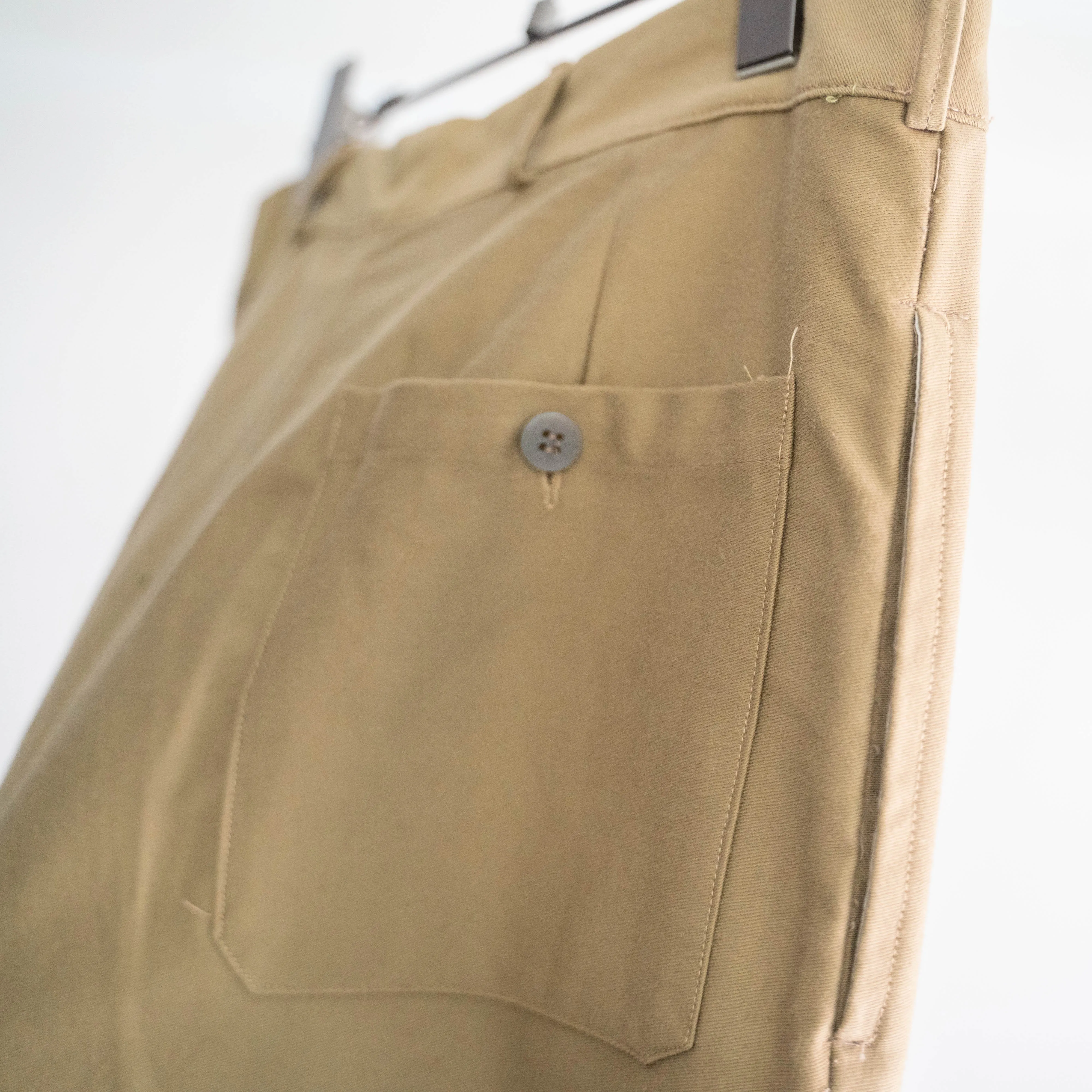 1970-80s Italian military camel brown one tuck right weight moleskin pants 'dead stock'