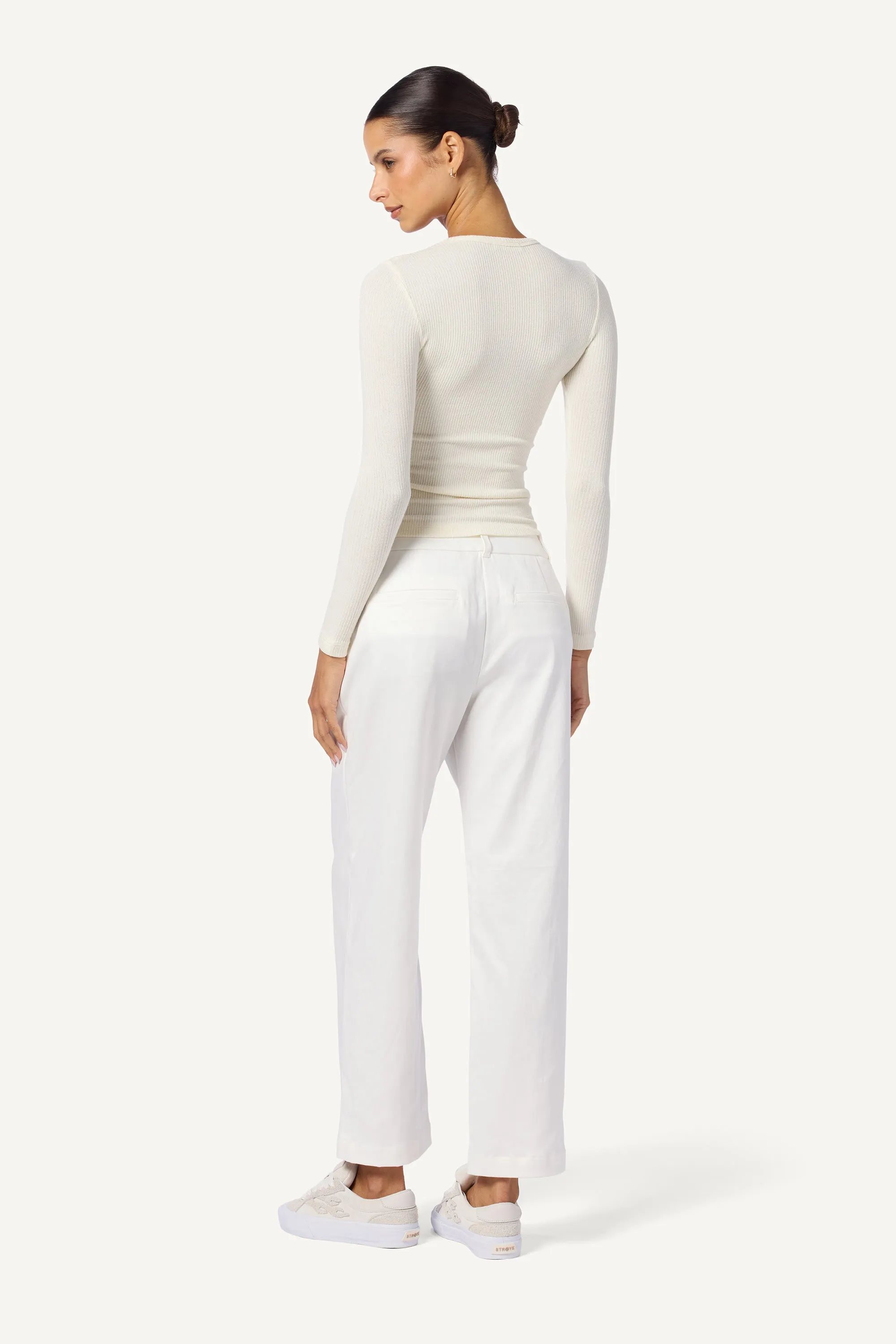 BLANCA MID RISE ANKLE LENGTH TROUSER  | GARDENIA