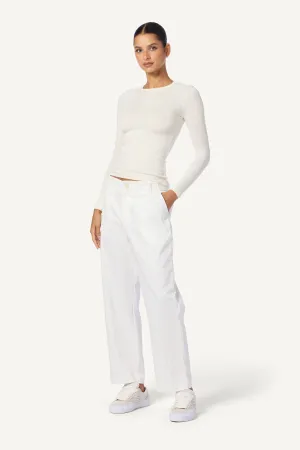 BLANCA MID RISE ANKLE LENGTH TROUSER  | GARDENIA