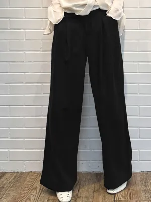 Brush Black Pleated Pocket Detail Wide Leg Trousers