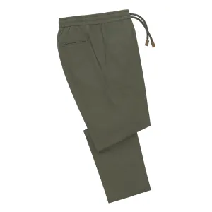 Cotton-Silk Blend Trousers in Green