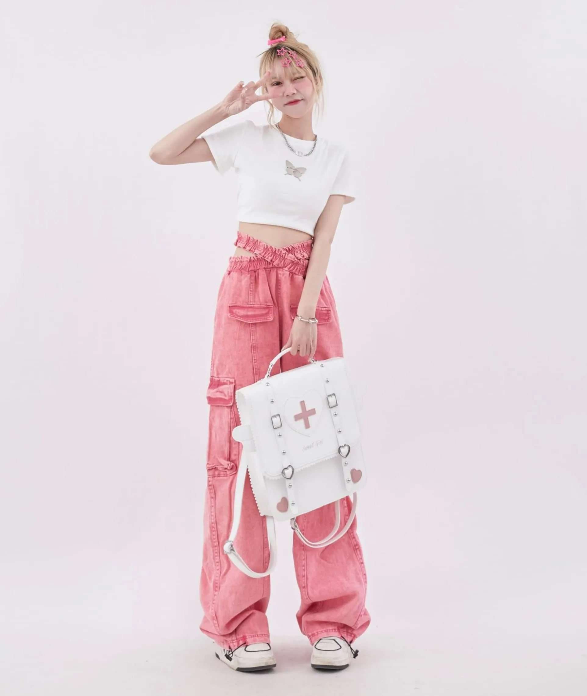 Criss-cross Waist Cargo Pants