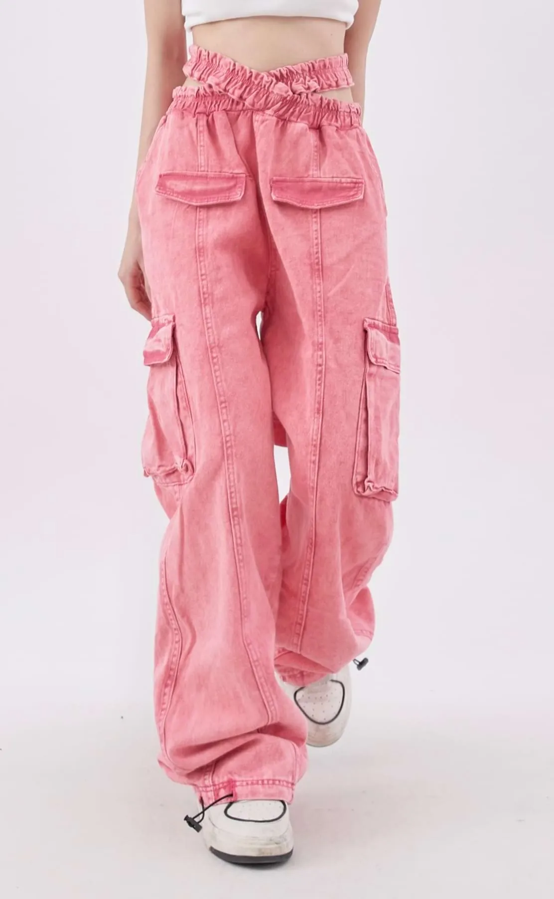 Criss-cross Waist Cargo Pants