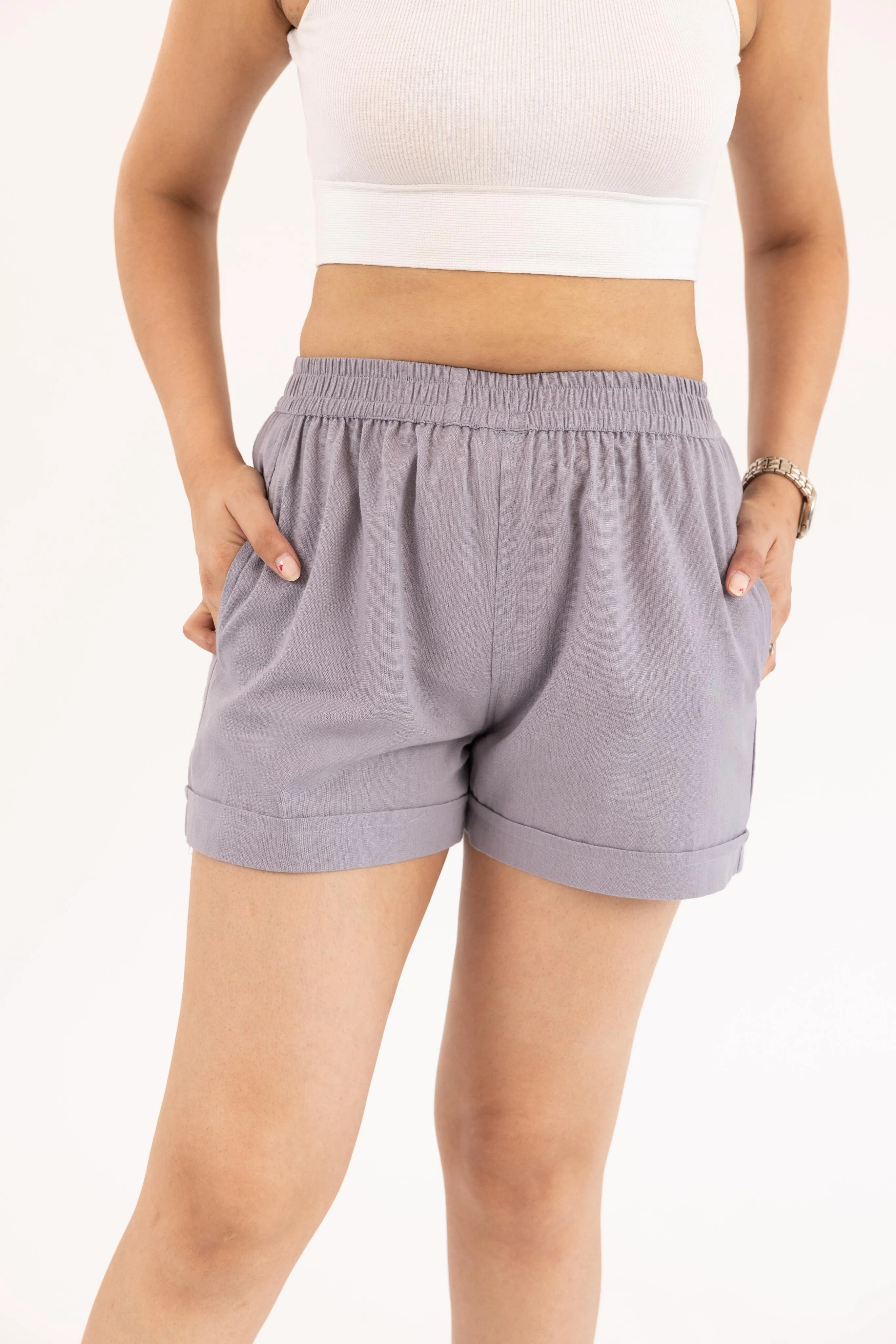 Dark Grey Women's Thigh-Length Shorts