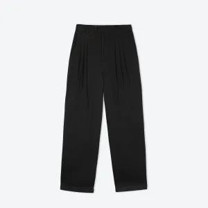 Lowie Drill Black Pleat Front Trouser