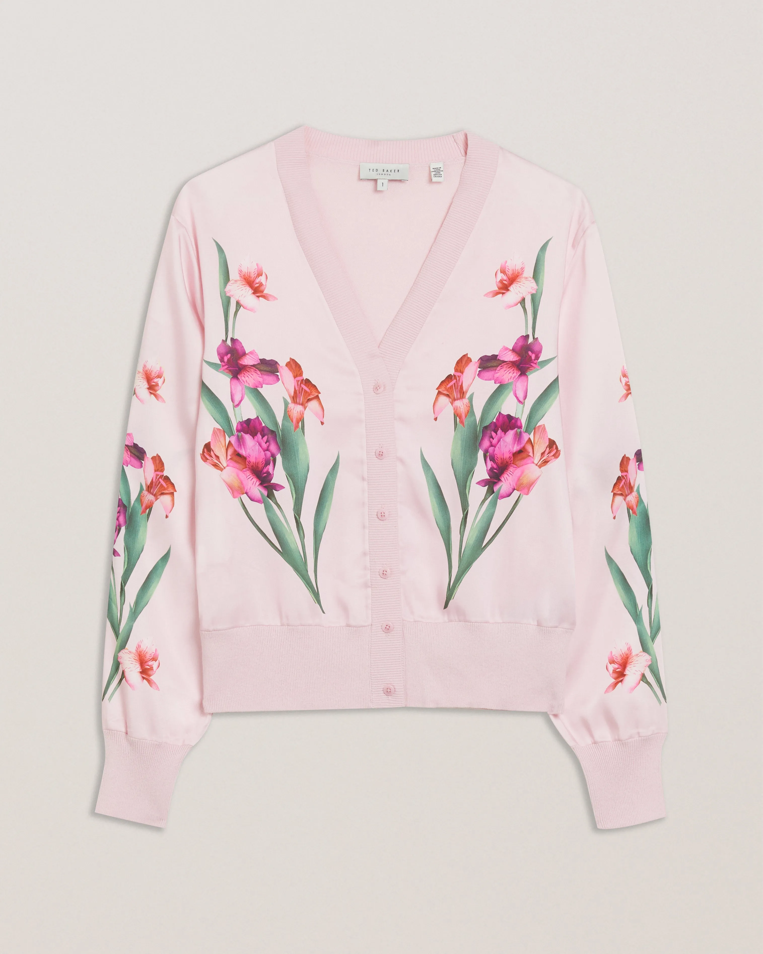 Meralll Woven Front Printed Cardigan Lt-Pink