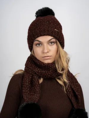 Millie Fleece Lined Beanie & Scarf Set - Oxblood