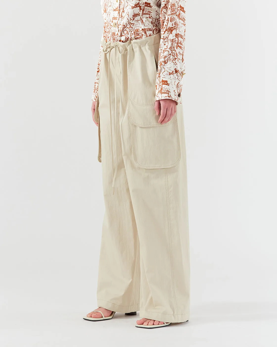 Vietta Trousers Cotton Blend Twill Sand