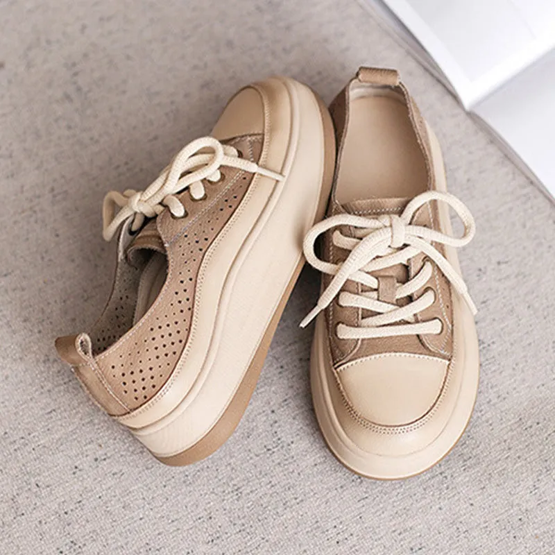 Women Breathable Soft Hollow Leather Casual Shoes